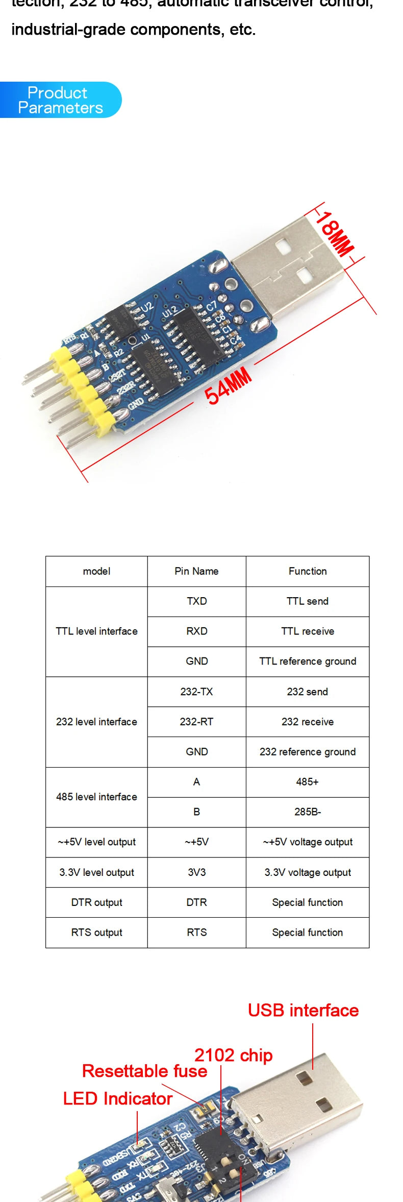 1pcs CP2102 module USB to TTL upgrade board UBS to serial port STC microcontroller download flash six in one UART