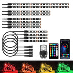 APP LED Motorcycle Car Atmosphere Ambient Foot Light Remote Control Flexible Waterproof Sound 12V Moto RGB Decorative Lamp Strip
