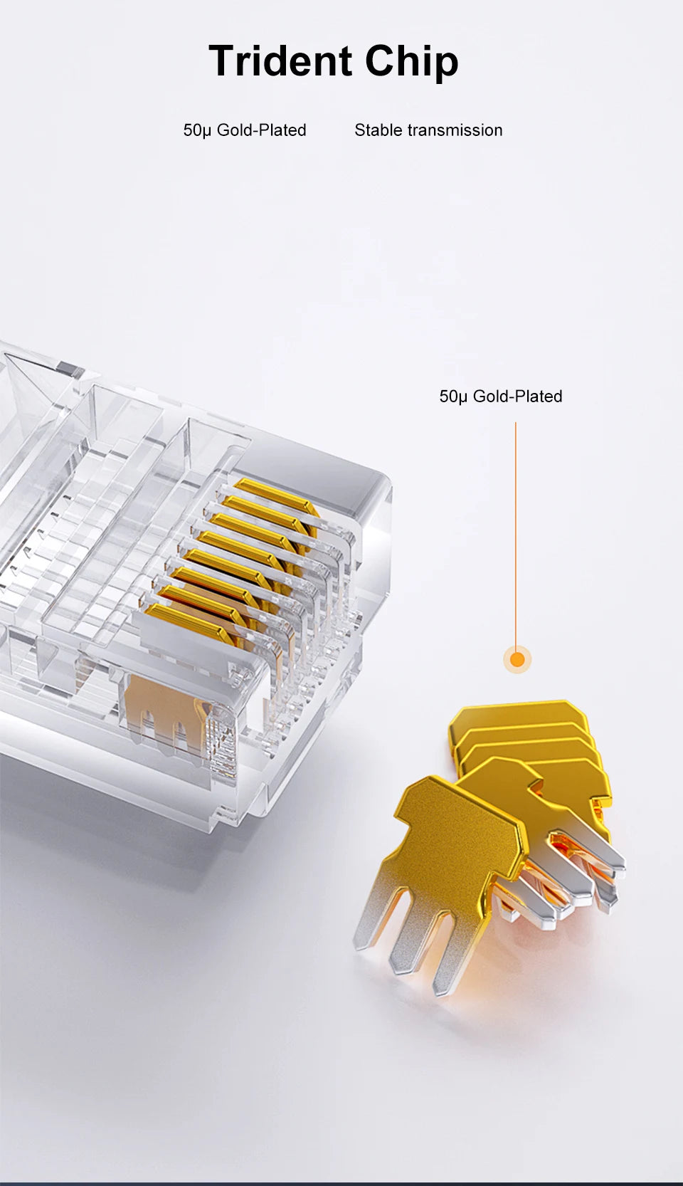 ONTi 10/50pcs CAT6 CAT5E Pass Through RJ45 Modular Plug Network Connectors UTP 50μ Gold-Plated 8P8C Crimp End for EthernetCable