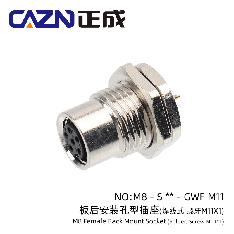M8 Socket 3 4 5 6 8 Pins Female Male Solder Type Front Back Panel Mount Waterproof Connectors