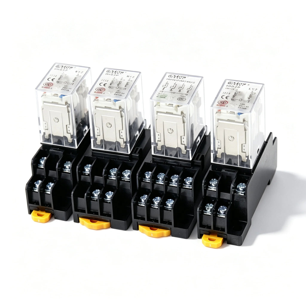Power Electromagnetic Relay MY2N‑J MY4N‑J HH52P HH54P With PYF11A Socket Base DIN Rail Mount Coil DC12V DC24V AC220V Industrial