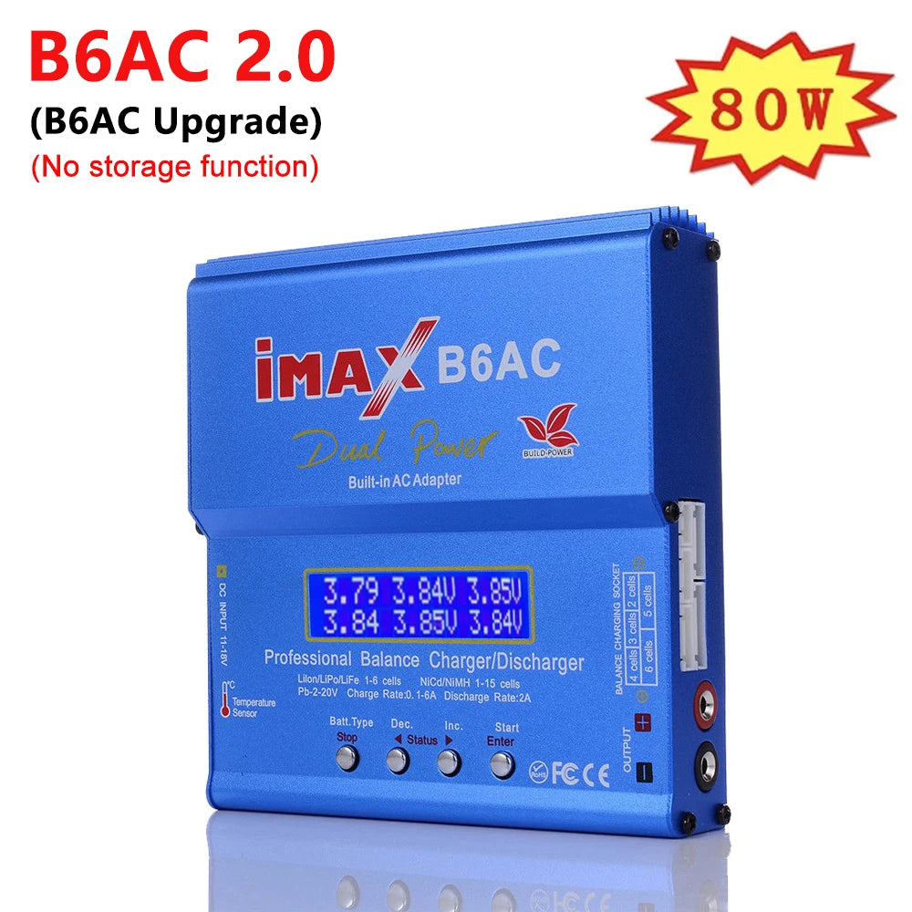 80W IMAX B6 AC 2.0 RC Battery Balance Charger B6AC 2.0 7A For LiHv Lipo NiMH Li-ion Ni-Cd Digital LCD Digital Screen Charger