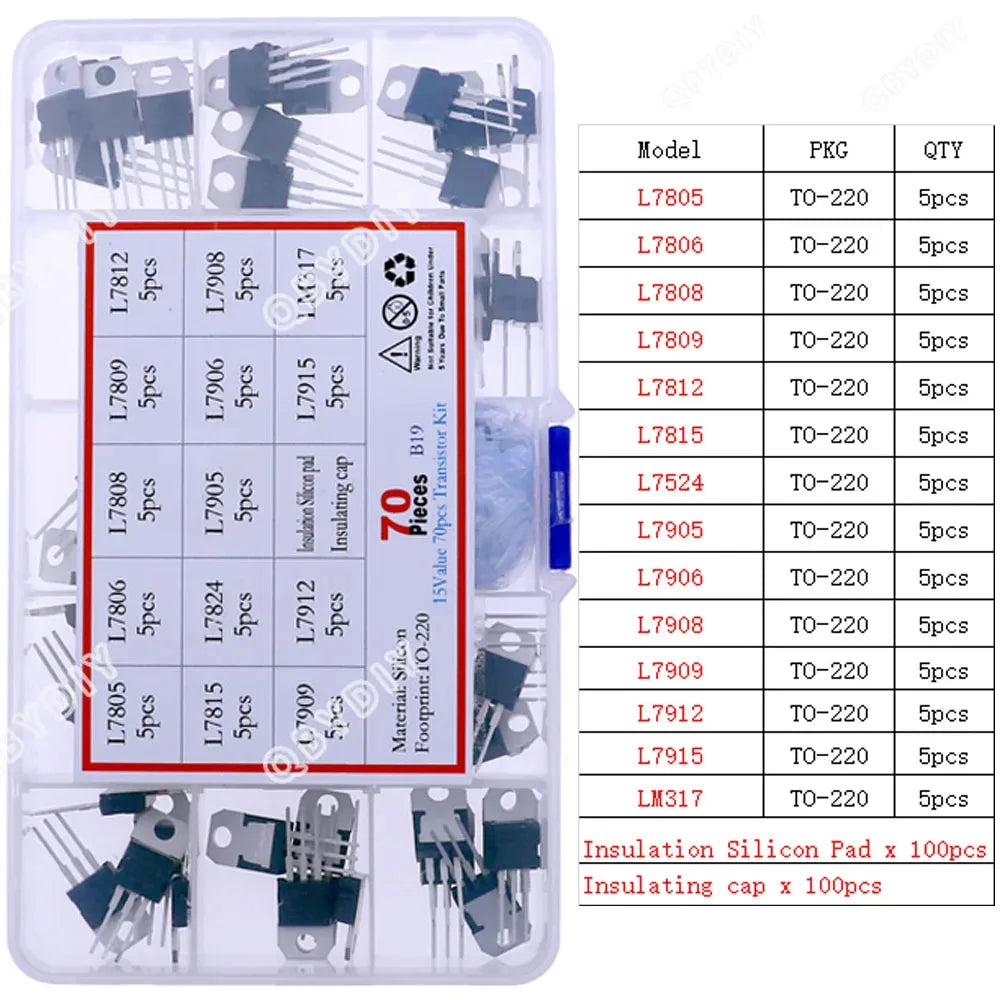 TO92 TO126 TO220 DIP Triode PNP NPN Field-Effect Transistor Assorted Kit Mosfet Thyristor mixed set