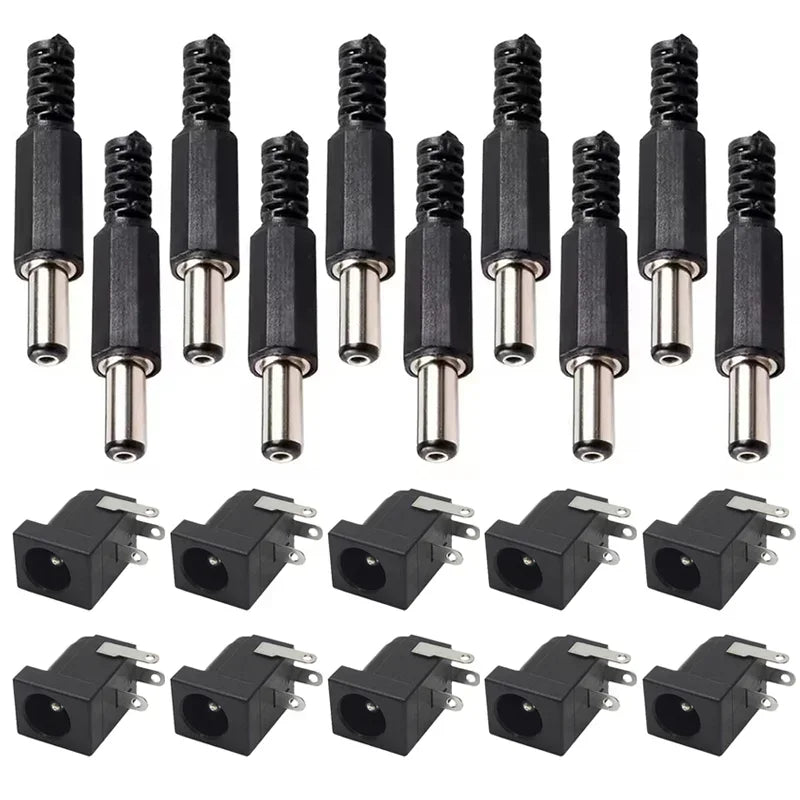 10Pairs DC Power Socket 5.5x2.1mm 5.5*2.5mm Panel Mount DC Power Plug DC Female Jack Connector