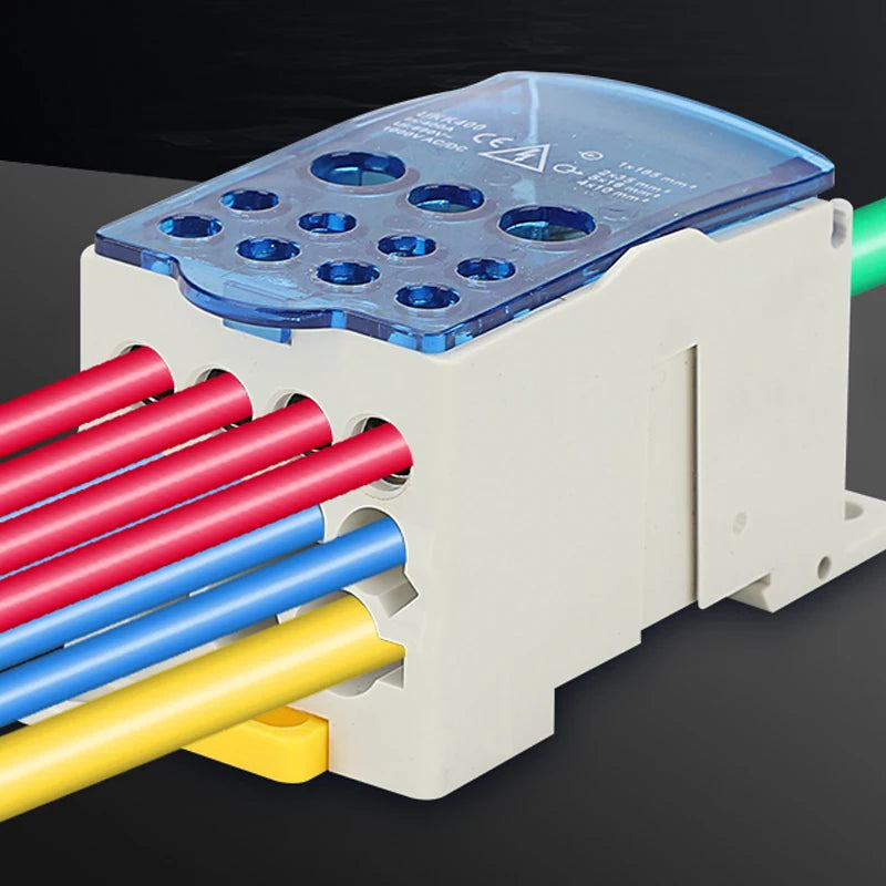 Din Rail Terminal Block UKK 80A/125A/160A/250A/400A Distribution Box One In Several Out Unipolar Junction Box Wire Connector