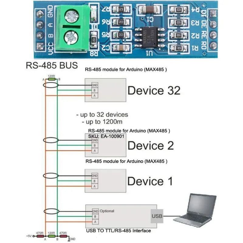 5/10pcs MAX485 Module RS-485 TTL Turn To RS485 MAX485CSA Converter For Arduino Microcontroller MCU Development Accessories