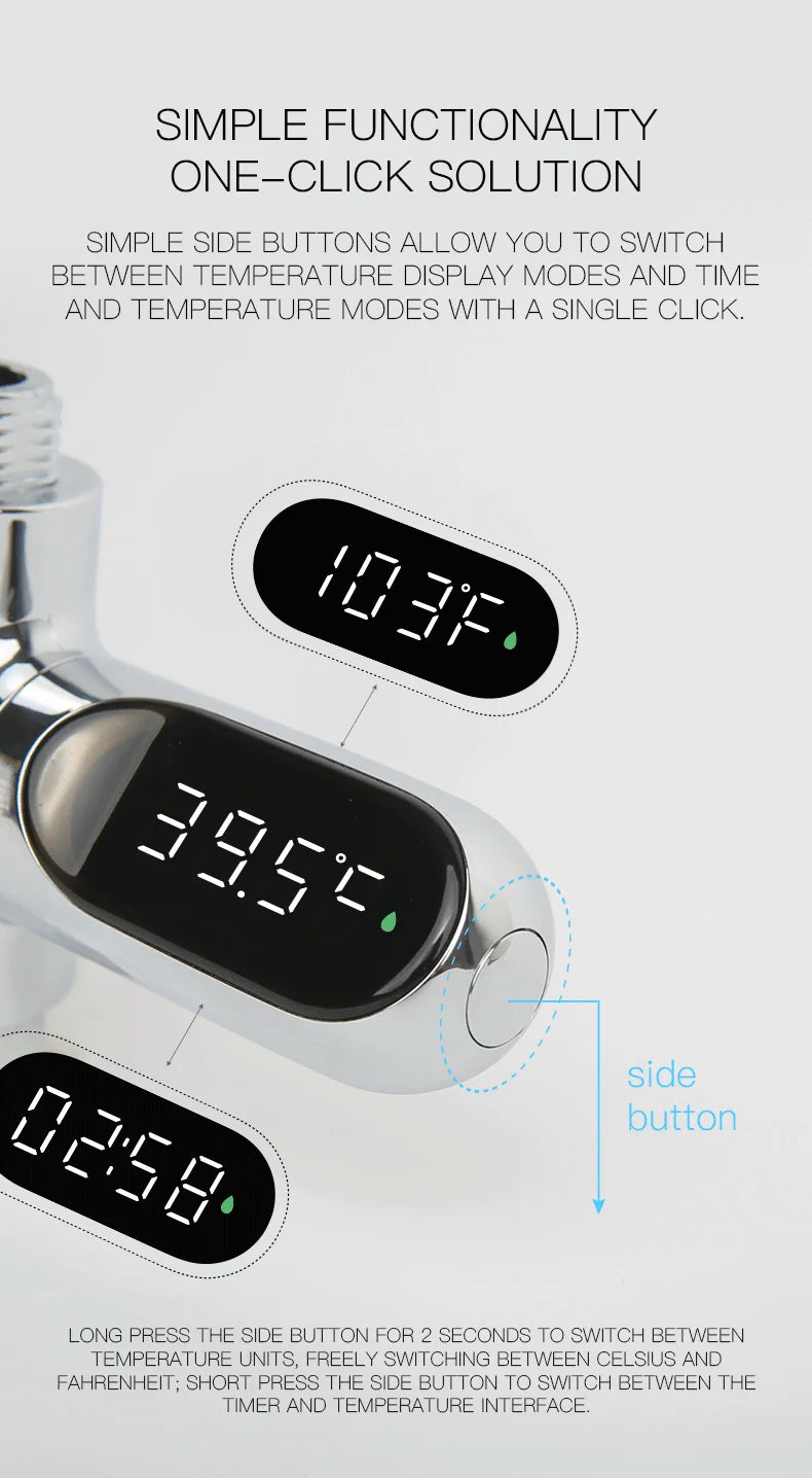 Universal Shower Head Hot Tub Water Temperature Monitor Electricity LED Display Bathing Temperature Meter Bathroom Accessories
