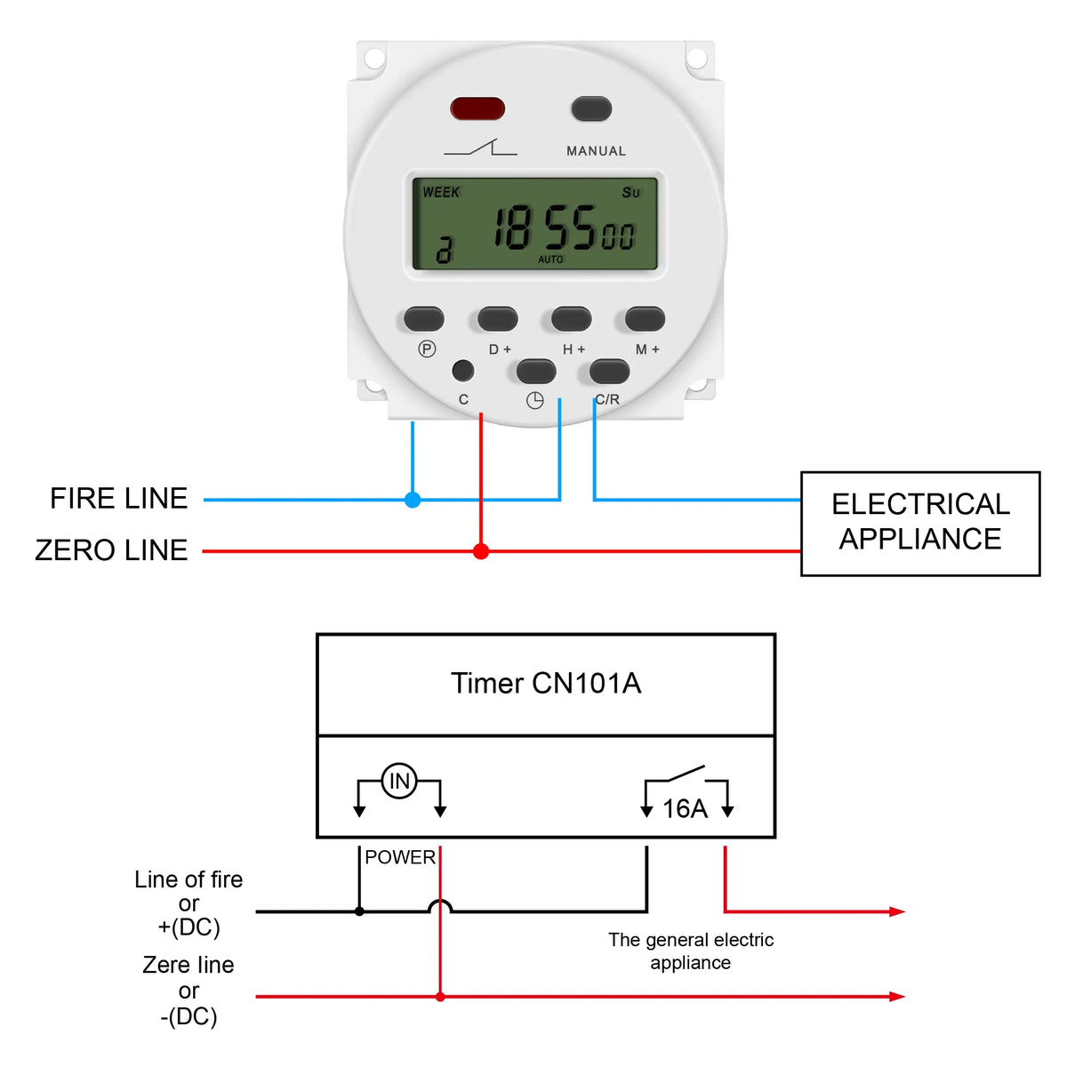 CN101A LCD Time Switch 12V 24V 110V 220V Time Relay Street Lamp Billboard Power Supply Timer