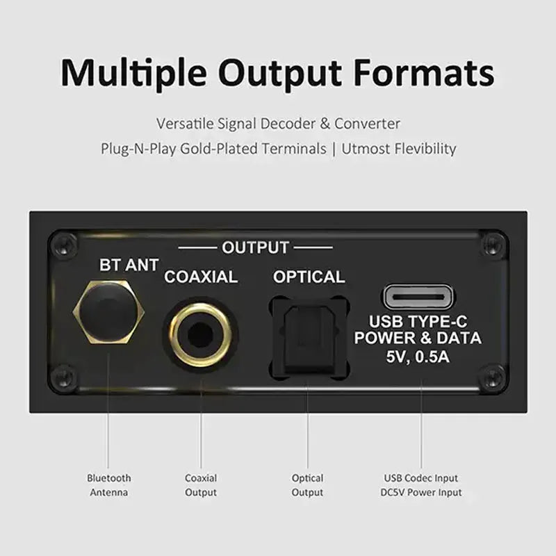 Desktop Bluetooth Receiver BT V5.3/LDAC USB Decoder with Optical Coaxial RCA Output-QCC5171 BEA1 w CE FCC ID Certification