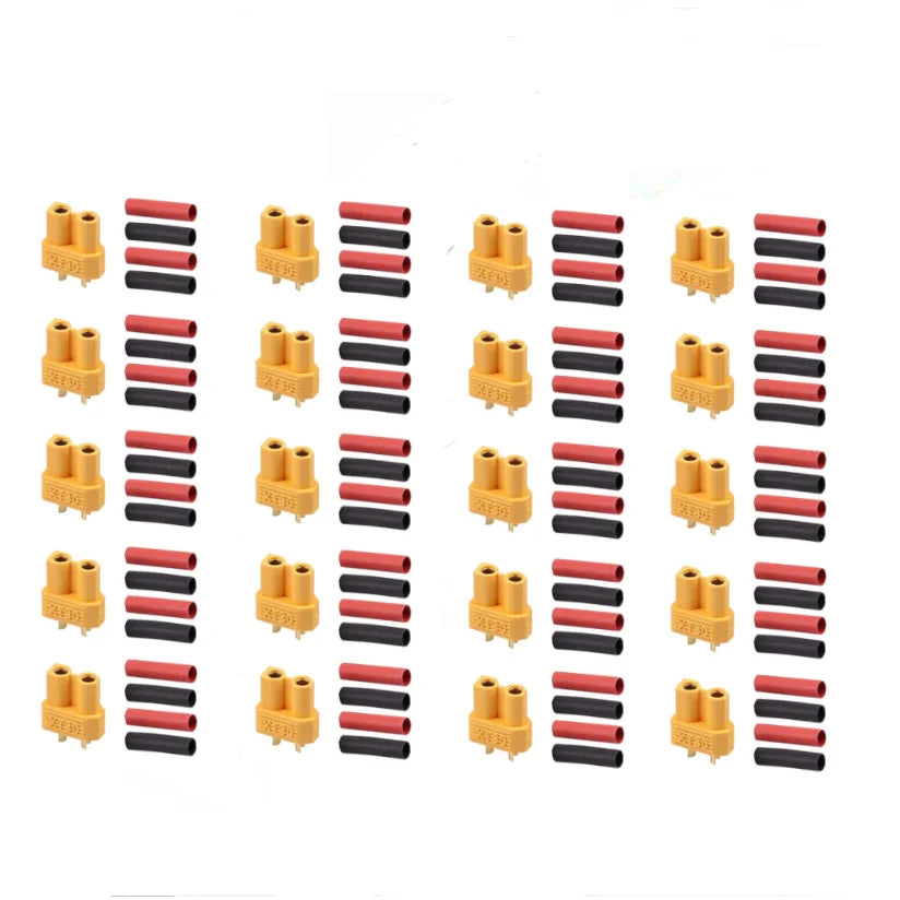 5/10 Pairs XT30 2mm Gold Plated Battery Connector with Heat Shrink Tube for Drones RC Cars