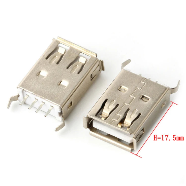 10Pcs USB 2.0 4Pin A Type Female Socket Connector G54 2 Feet 90/180 Degree Data Transmission Charging USB Connector