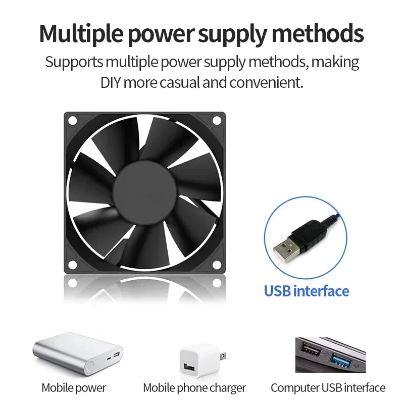 TEUCER USB Cooling Fan 8CM/12CM/14CM 800-1800RPM USB Port Power Supply Desktop Computer Available