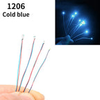 10pcs/Bag 0805 1206 SMD Lamp Wired Micro Litz Led Pre-Soldered Chip Wired 3V Railway Model Toy Light DIY Leads Wires 30cm