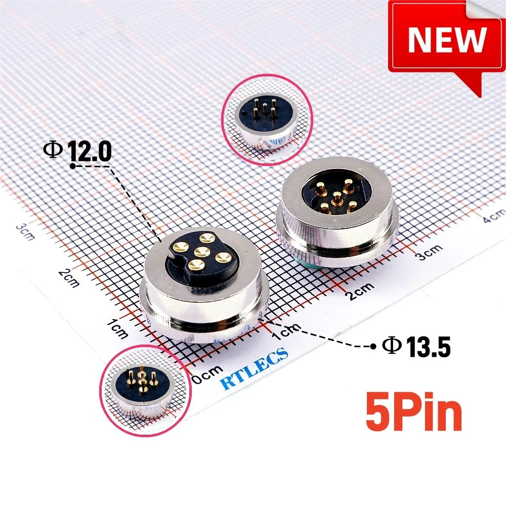 Magnetic Circular PogoPin Connector 2A Male Female Metal Spring Loaded 1/2/3/4/5/6 Pin DC Power Charger Wire JST SM Gold Plated