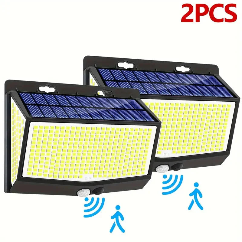 1/2/4Pcs 468LED Solar Wall Lights Outdoor PIR Motion Sensor Solar Sunlight Street Light 3 Modes for Yard Garden Patio Decoration