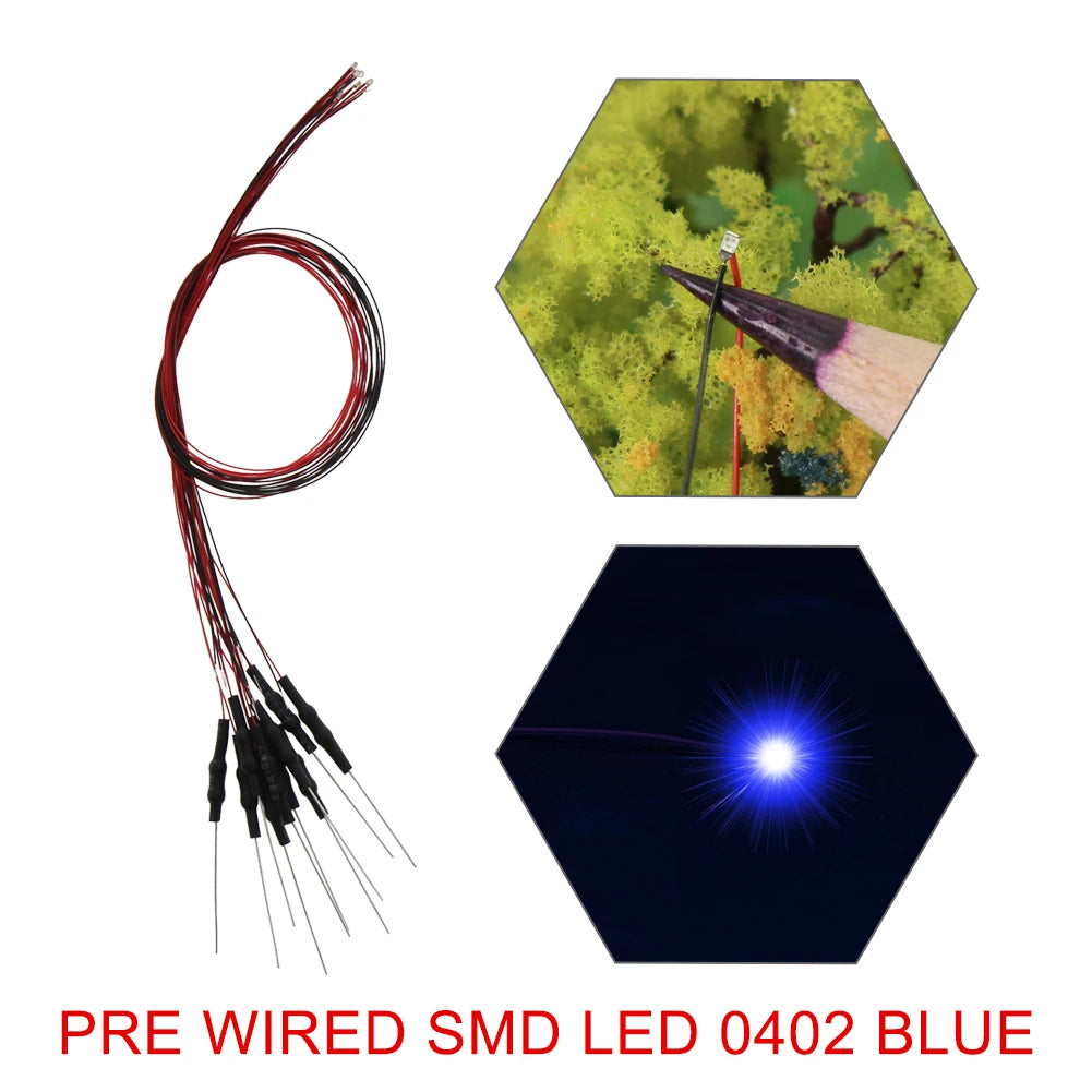 20pcs Pre-wired 20cm Long 30awg Wire SMD LED 0402 0603 0805 Lights Soldered Resistor for 12V White Red Blue Yellow Green