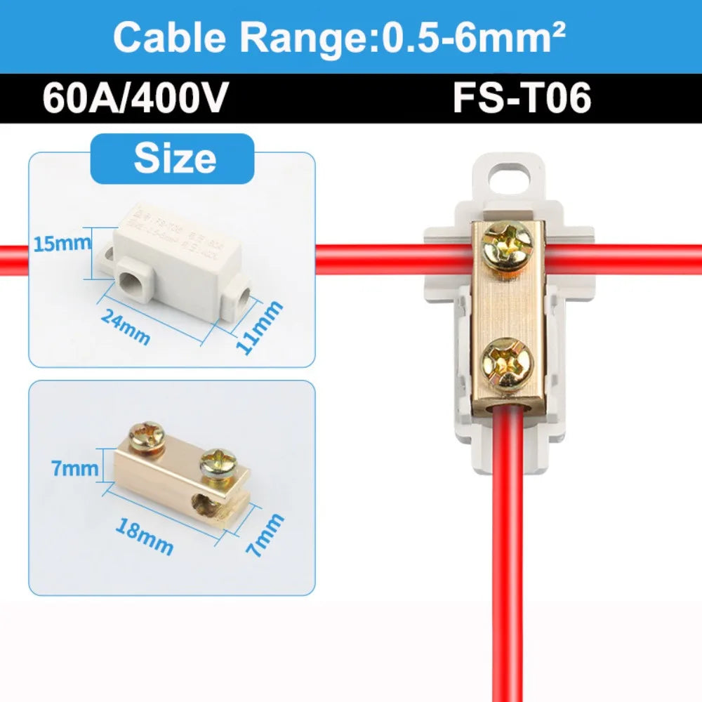 New Conductor Brass High Power Splitter Large Current Universal Quick Terminal Block Terminal Blocks Electrical