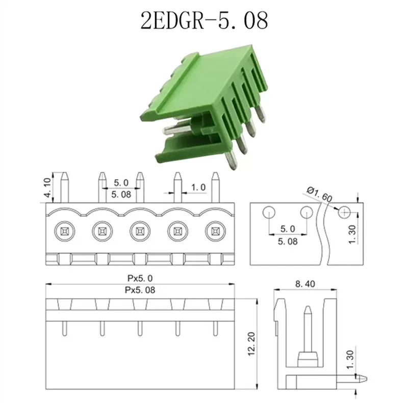 5Pair 15EDG KF2EDG 2.54mm 3.5mm 3.81mm 5.08mm PCB Screw Terminal Block 2-12Pin Male Plug Female Socket Pin Header Wire Connector
