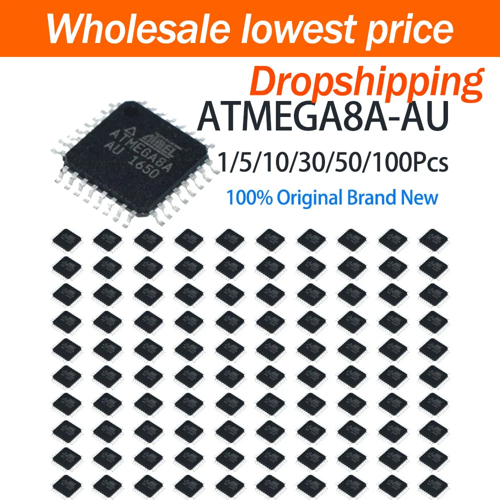 1/5/10/30/50/100Pcs Atmega8A‑AU Qfp32 Surface Mount Chip 8 Bit AVR Microcontroller MCU Original Genuine SMD Electronic Component