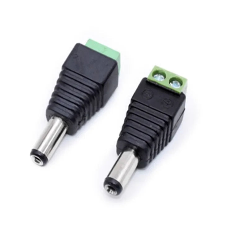 Male and Female Welding-Free DC Plug 5.5x2.1mm 2.5mm Welding-Free DC Female Head Green Terminal Monitoring Power Plug Push-But