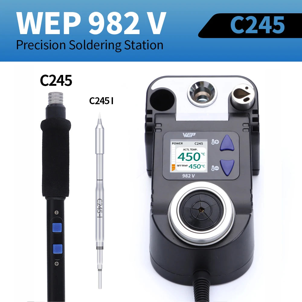 WEP 982-V Digital Electric Soldering Iron Kit C115 C210 C245 Precision Soldering Iron Soldering Station Small Rework Station