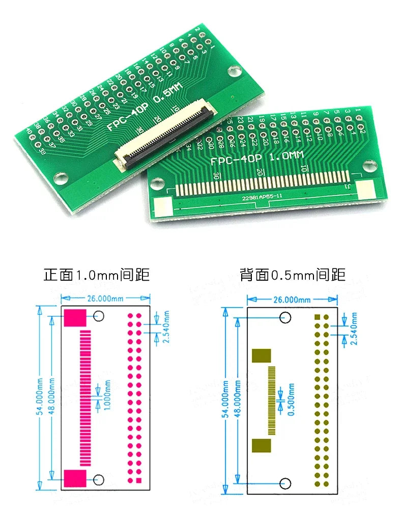 FPC/FFC Adapter Board 0.5/1.0MM to 2.54MM Soldered Connector 4/5/6/8/10/12/14/16/20/26/3040/45/50/60 Pin