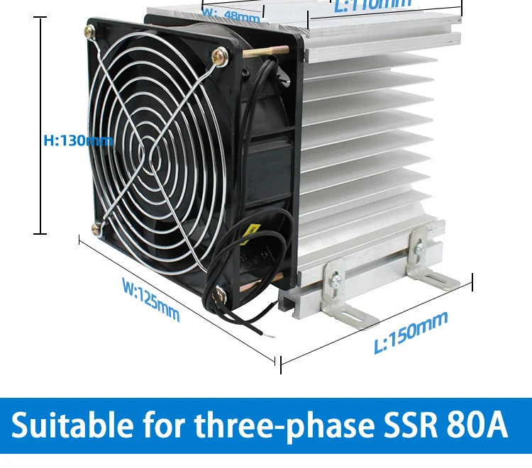 LCTC Radiator With Fan For Three Phase Solid State Relay SSR Heat Sink 100A 120A 3-phase Relay DC 48V Y-150
