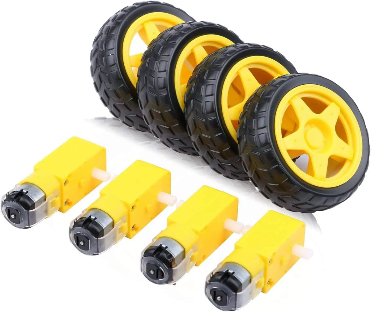 1/4Set TT Motor with Leads,DC 3-6V Gearbox Motor Dual Shaft Ratio 1:48 Motor with Tire Wheel Kit for Arduino DIY Smart Car Robot
