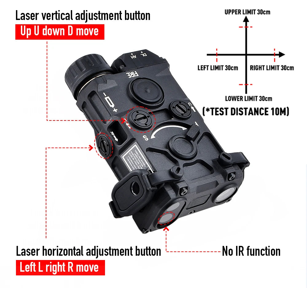 Tactical Nylon EOTEC OGL Red Dot Laser Indicator Blue Green IR PEQ-15 with OGL White Strobe Flashlight for Airsoft Gun Rifle