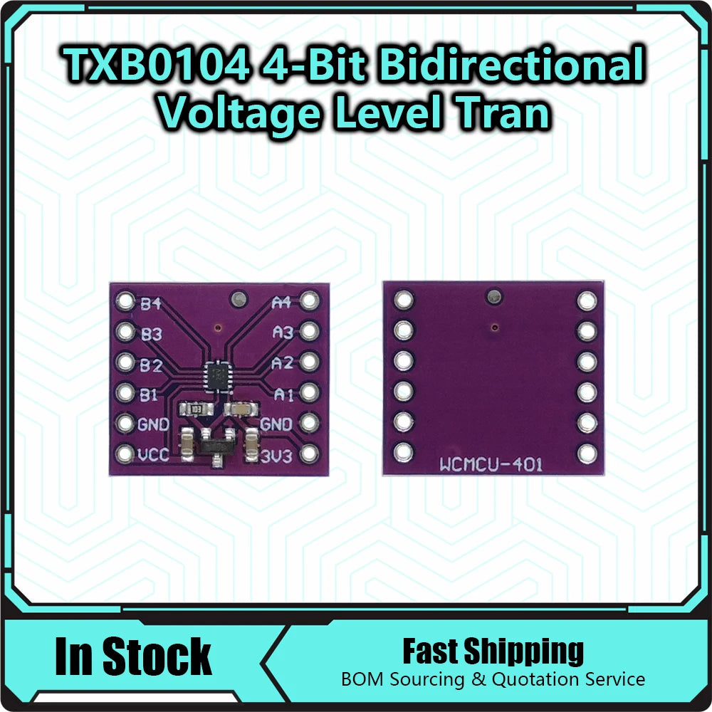 TXB0104 4-Channel Bidirectional Logic Level Shifter Auto Direction Sensing 1.8V to 5.5V for I2C UART GPIO, No Pull-Up Resistors