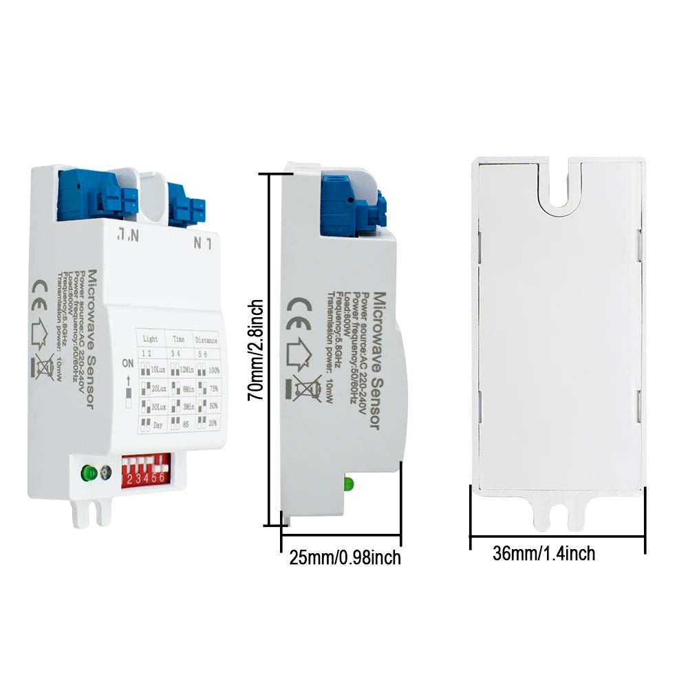 AC 90-265V Human Motion Detector 5.8GHz Microwave Radar Motion Sensor Sensor Switch for Home Automation Sensor Lighting