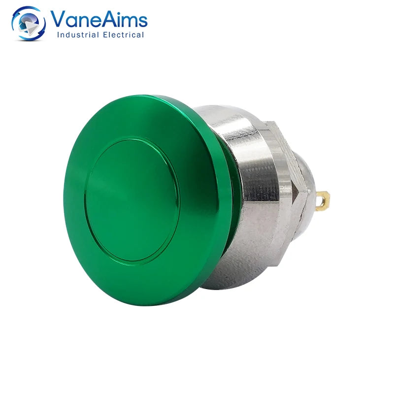 Metal Push Button Switch 12mm Waterproof Momentary Self Reset without Fixation Mushroom Head Switch Oxidation Green 1A 1NO 2pins
