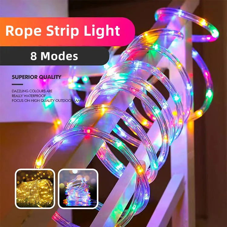 Outdoor Solar Tube Rope Led Light Garden Christmas Decoration Fairy String Light 32m/22M/12M/7M Outdoor Wedding Party Led Lamp