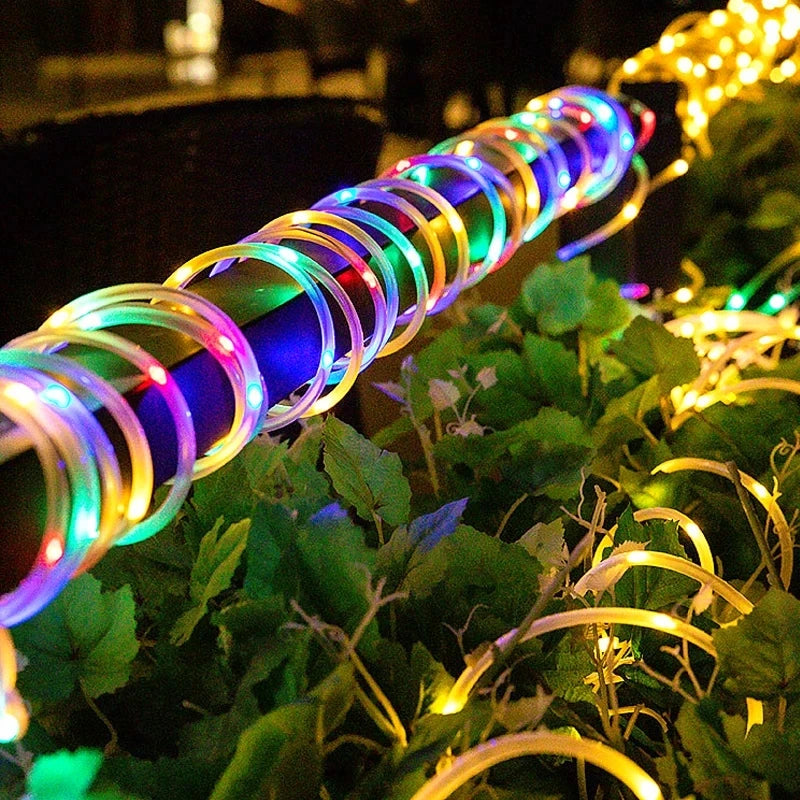 1pack Solar Rope Lights Solar LED Light Path Outdoor Garden Solar String Lights Waterproof Outdoor Lighting Strips 8 Light Modes