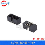 10pcs 1.27mm Pitch 6 8 10 14 16 20 26 30 34 40 50 60 Pin SMT SMD Male Shrouded Box Header IDC Connector