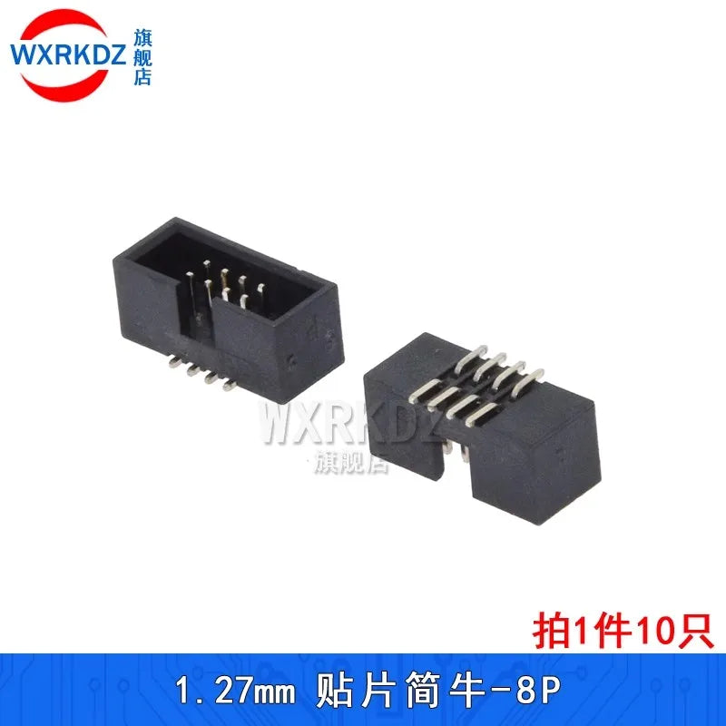 10pcs 1.27mm Pitch 6 8 10 14 16 20 26 30 34 40 50 60 Pin SMT SMD Male Shrouded Box Header IDC Connector