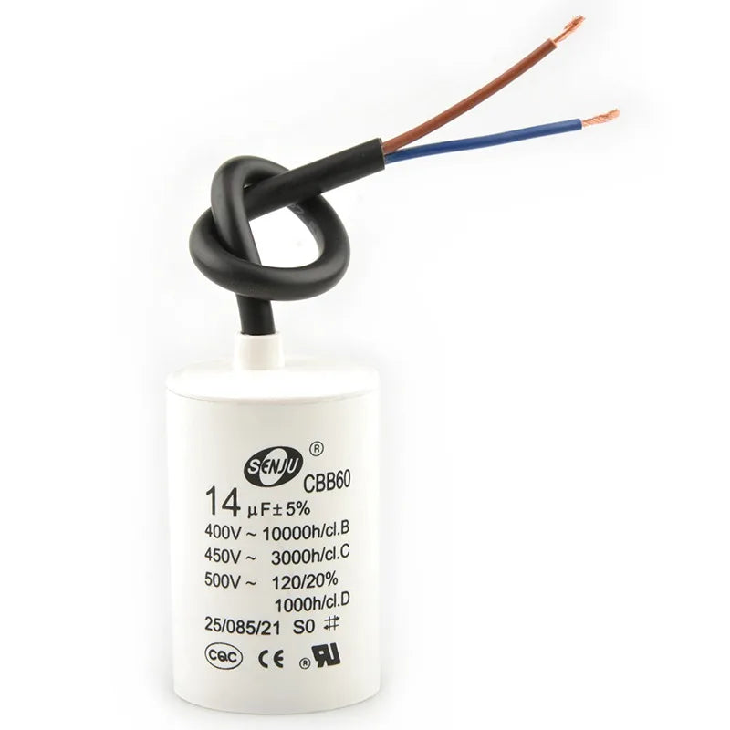 CBB60 Motor Start Capacitor for Washing Machine, Spin Dryer, Water Pump 4/5/6/8/10/12/20/100UF