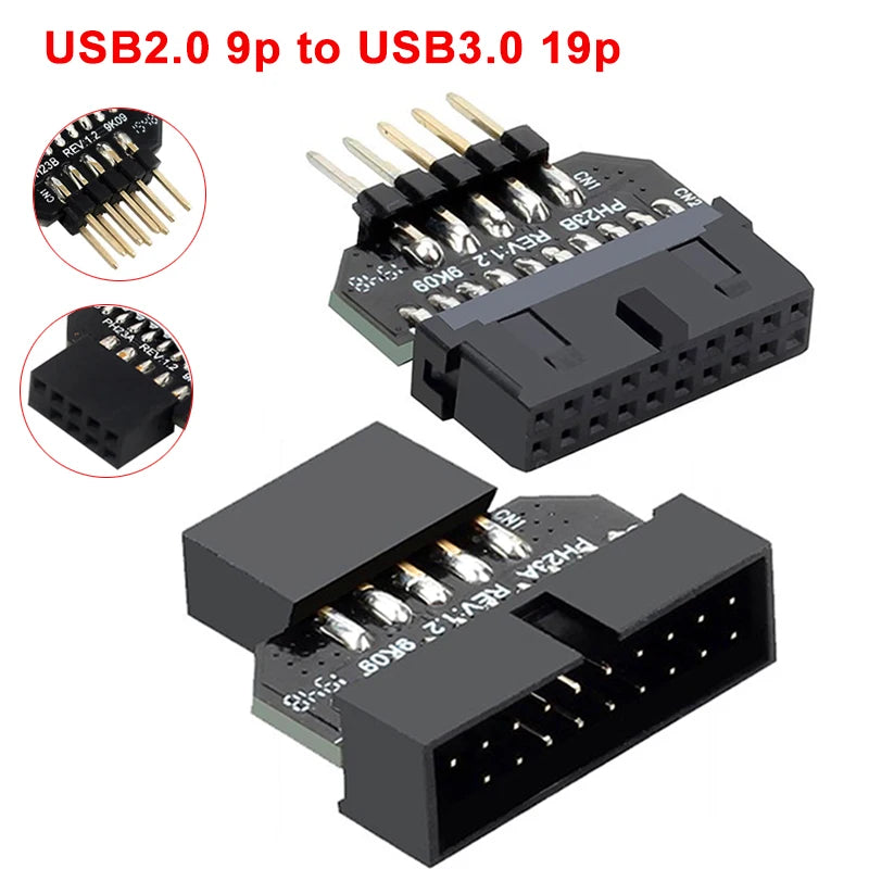 Motherboard USB2.0 9Pin to USB3.0 19pin Front Panel Connector Converter USB 3.0 19/20pin to USB 2.0 9pin Male/Female Adapter
