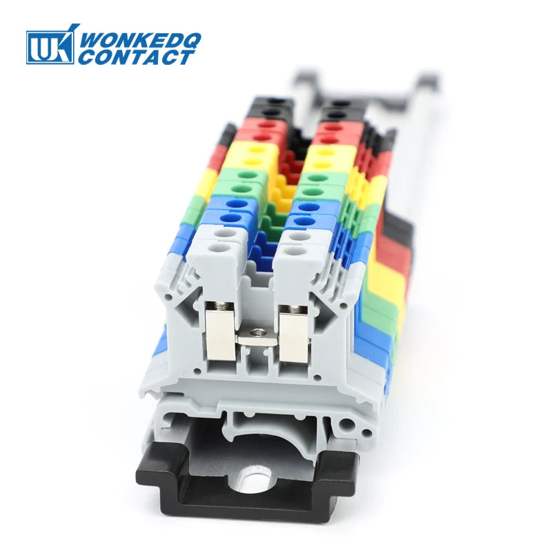 UK2.5B Six Color UK 2.5 mm² Universal Screw Din Rail Terminal Block Feed-through Strip Plug Wire Electrical Connector UK 2.5B