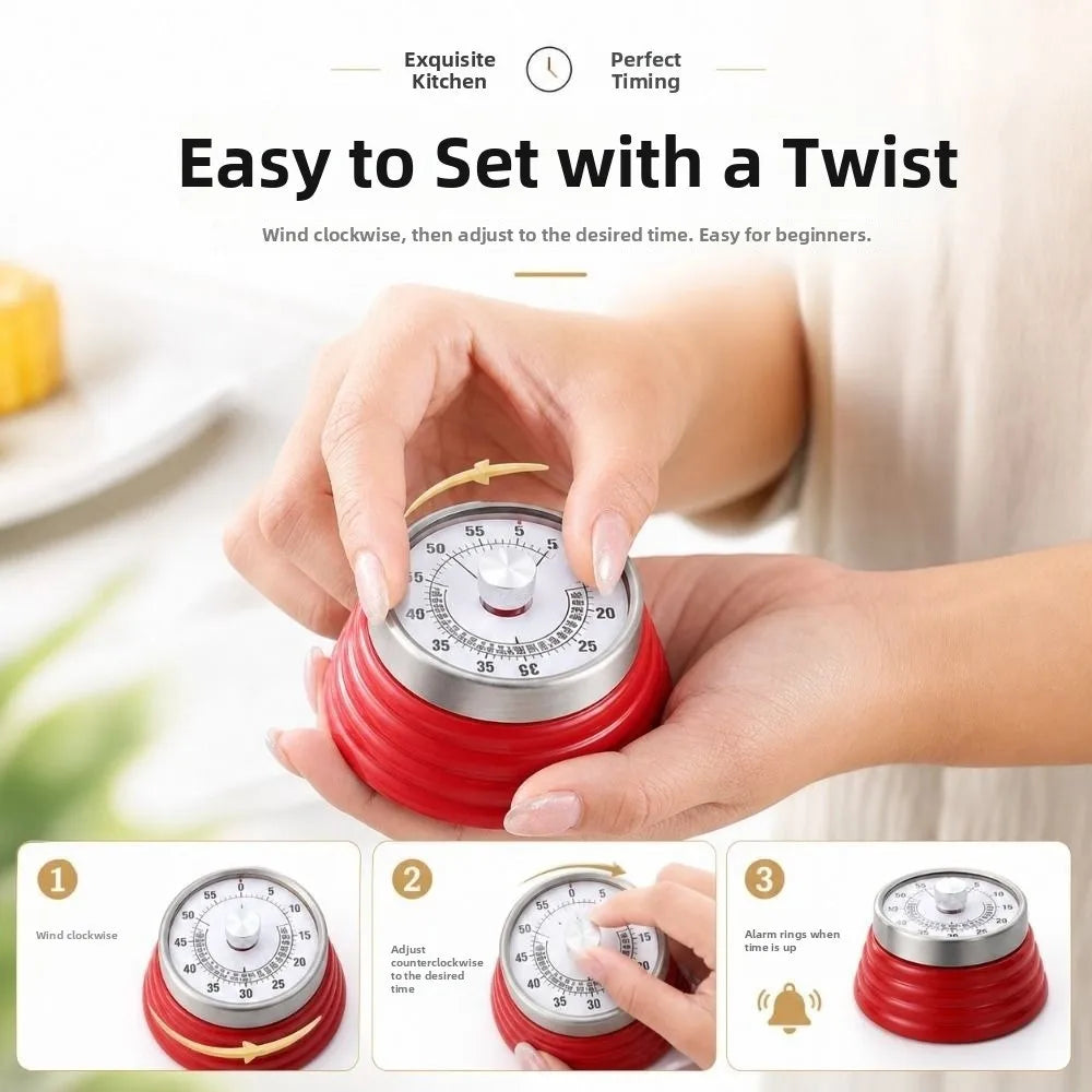 Magnetic Suction Countdown Alarm Clock 60 Minutes Battery Free Children Study Timer Mechanical Operation Visual Display