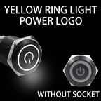 16/19/22mm Waterproof Metal Push Button Switch with socket LED Ring/Power Light Momentary Latching   5/12/24/220V black 1NO1NC