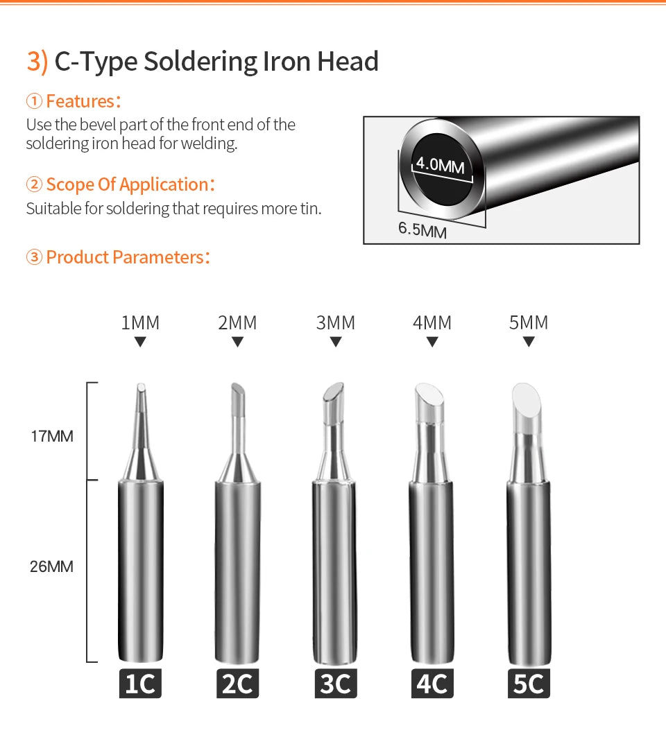 Handif 900M Soldering Iron Tips Lead-Free Pure Cooper Soldering Station Sting 900m Fit 936/937/938/969 Solder Station