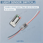 Light Sensor Switch Auto on Off Photocell Street Light Switch 5A Photo Control Photoswitch Sensor with Remote Control 3.7V-24VDC