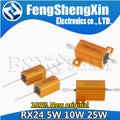 1PCS RX24 5W 10W 25W Aluminum Power Metal Shell Case Wirewound Resistor 0.01 ~ 30K 1 2 3 5 6 8 10 20 100 150 1K 10K 20K  ohm