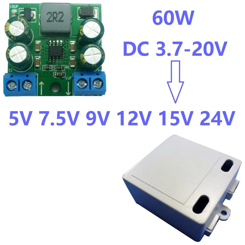 60W DC 3.7-20V to 5V 7.5V 9V 12V 15V 24V Step-Up Boost DC-DC Converter Module for Motor PLC LED PTZ