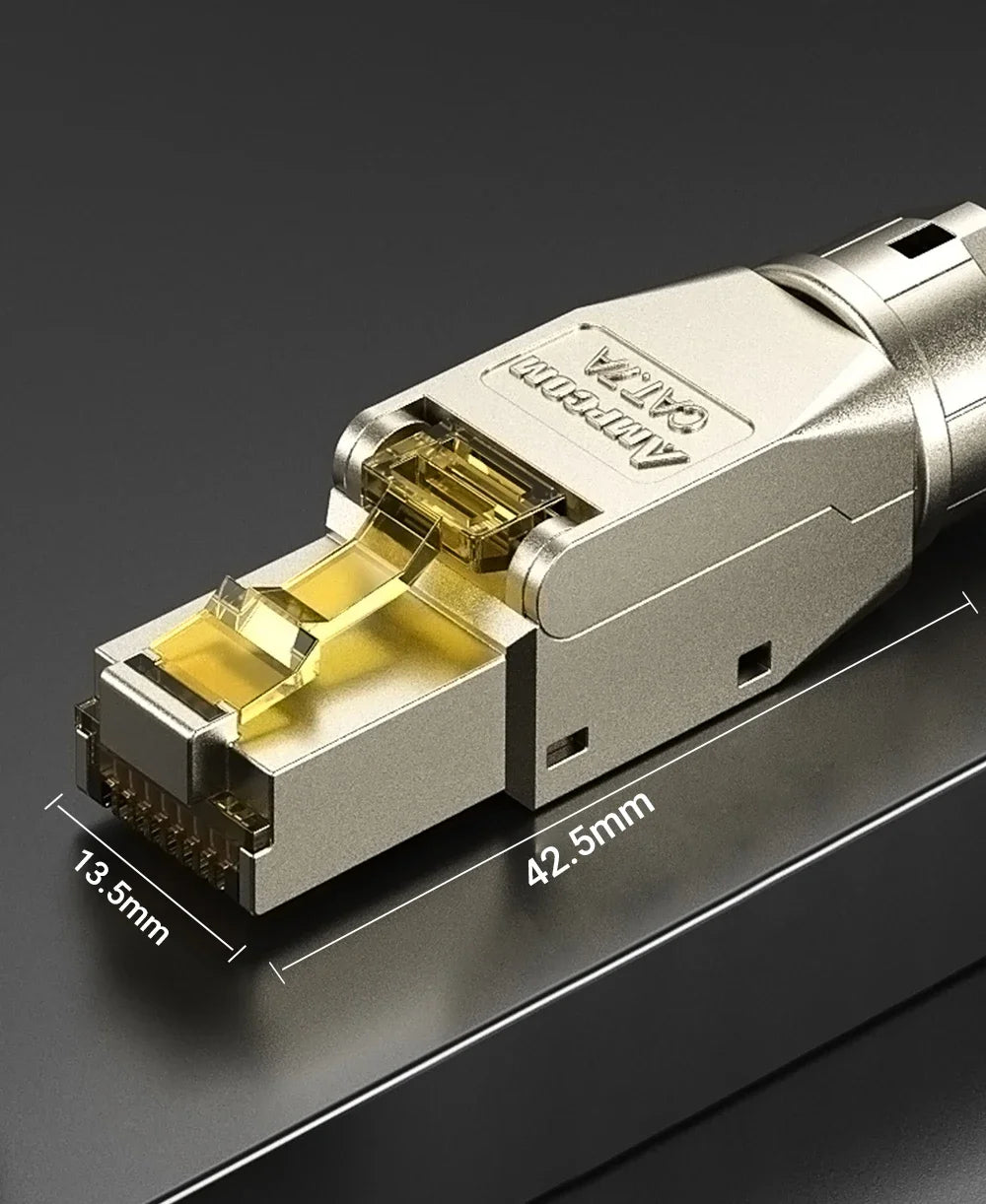 AMPCOM Tool-less RJ45 Connector, CAT8/7A/7/6A/6 Tool Free Reusable Termination Plugs Shielded Ethernet Field Modular PLug