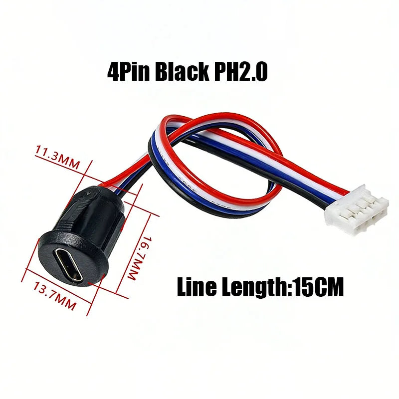 1/5PCS 2Pin 4Pin USB Type C Connector Jack Female With Card Buckle 3A High Current Charging Jack Port USB-C Charger Plug Socket
