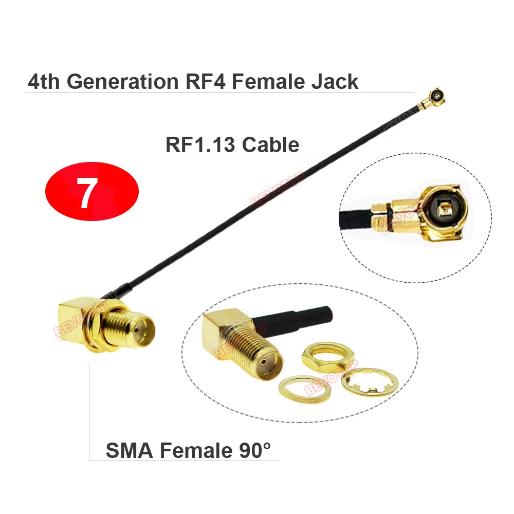 1pcs SMA to IPX Jumper 1st/4th Generation RF1/ RF4 Female Jack to SMA/ RP-SMA Female WIFI Antenna Cable RF1.13 Extension Pigtail
