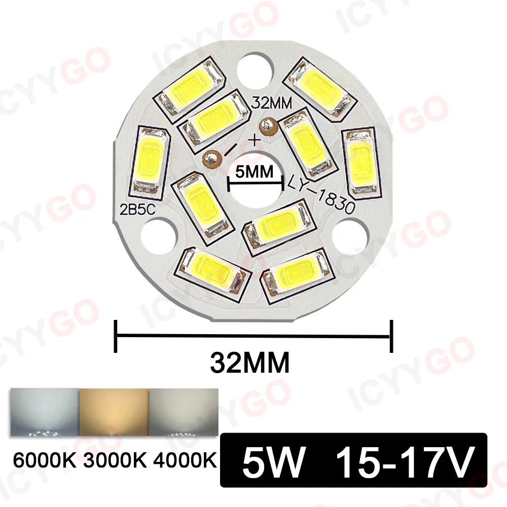 10PCS 9W 7W 5W 3W 2W SMD 5730 LED PCB Light Source Aluminum Light Board 20mm 23mm 50mm Mini LED Bulb Replacement Light Board