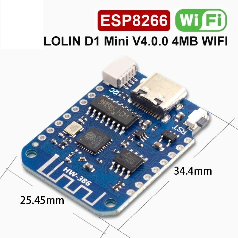 D1 Mini V4.0.0 TYPE-C USB WIFI Internet of Things Board based ESP8266 4MB LOLIN 12C MicroPython Nodemcu Arduino Compatible